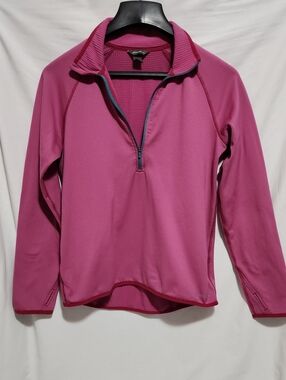 Eddie Bauer Pink Waffle-Texture Quarter-Zip Pullover